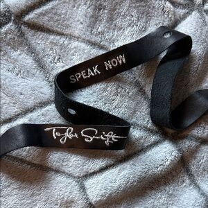 RARE Taylor Swift Leather Bracelet Speak Now Black Wrap Bracelet